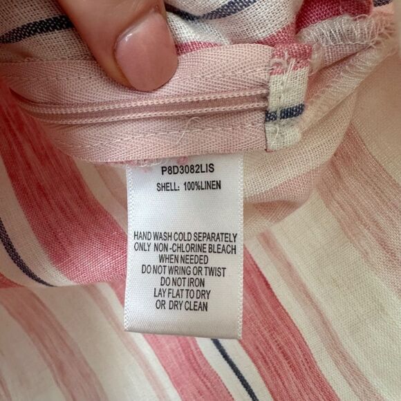 NWT Parker Sage Pink Striped 100% Linen High Waisted Shorts - Size 2 - Picture 8 of 9